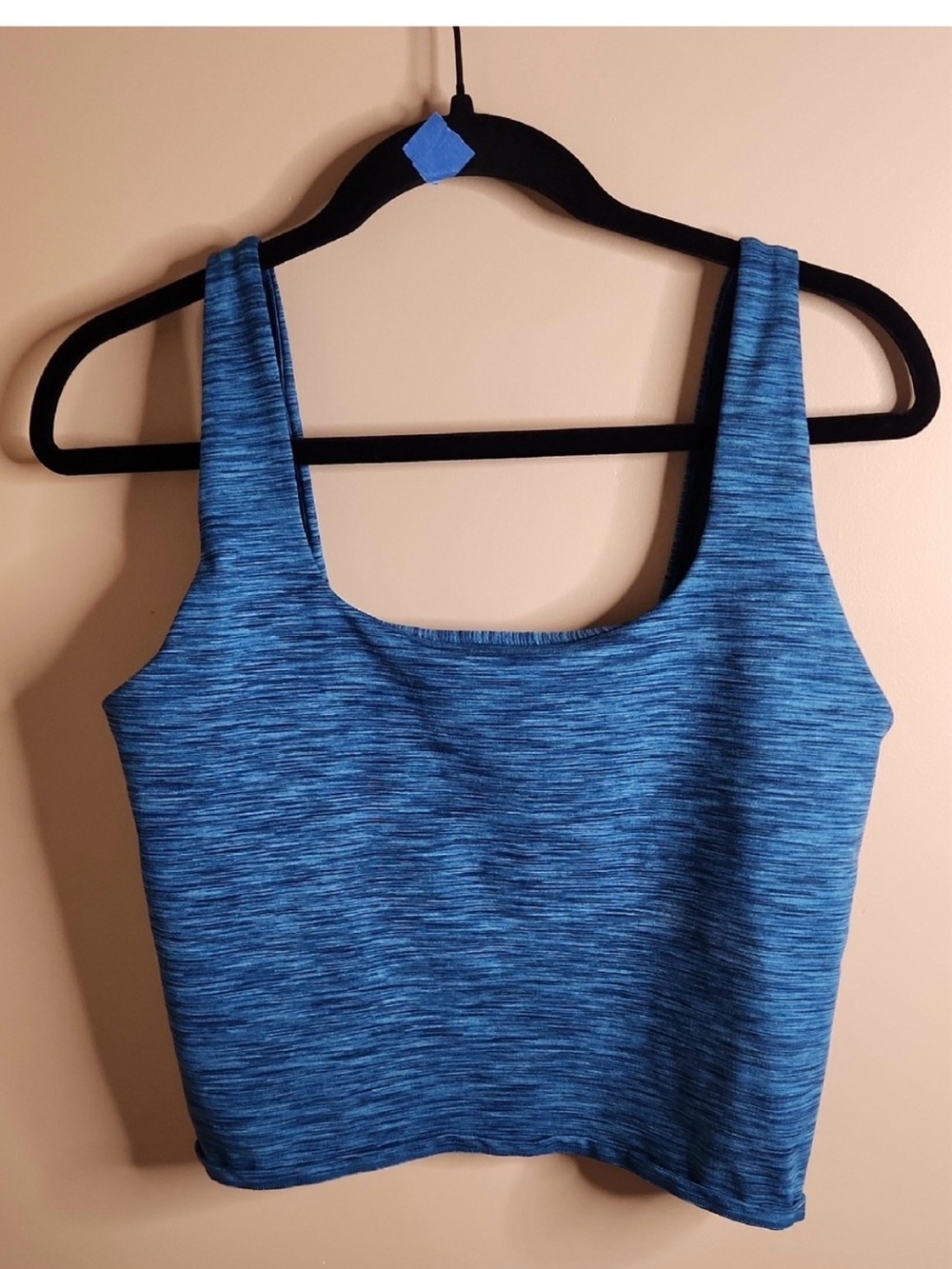 Outdoor Voices Strata Double Time Tank-Heathered Blue Crop